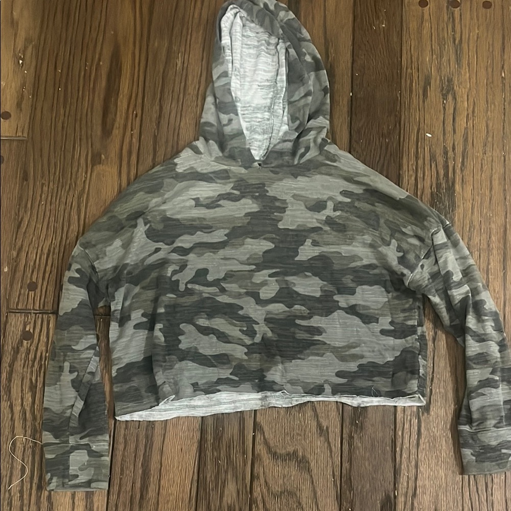 Camo Print Hooded Sweatshirt